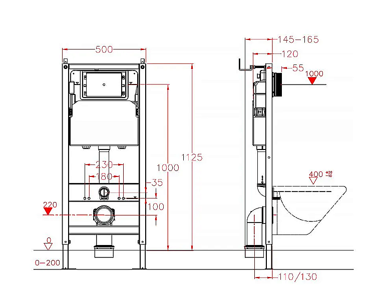 Инсталляция для унитаза Azario AZ-8010-1000 купить в интернет-магазине сантехники Sanbest
