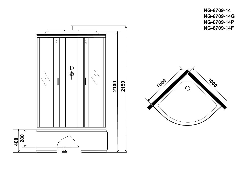 Душевая кабина Niagara Classic NG-6709 100х100 купить в интернет-магазине Sanbest