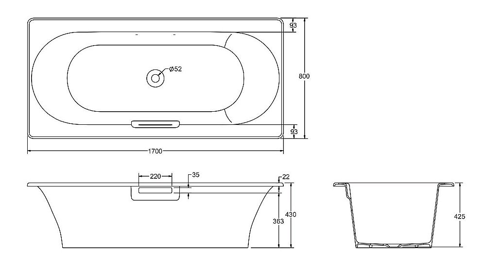 Ванна чугунная Jacob Delafon Volute 170х80 купить в интернет-магазине Sanbest