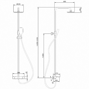 Душевая система Abber Thermostat AF8516NG никель купить в интернет-магазине сантехники Sanbest