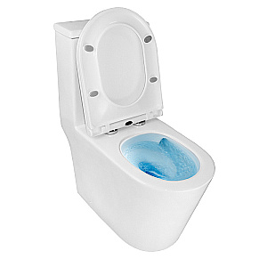 Унитаз моноблок Azario Scala AZ-8101 белый, безободковый, с крышкой микролифт, слив торнадо купить в интернет-магазине Sanbest