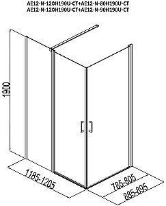 Душевой уголок Aquanet Cinetic 120х90 254238 стекло прозрачное/профиль хром купить в интернет-магазине Sanbest