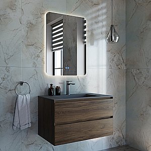 Тумба с раковиной Vincea Luka 80 VMC-2L800CO/VCB-13800G тёмный дуб/раковина серая для ванной в интернет-магазине Sanbest