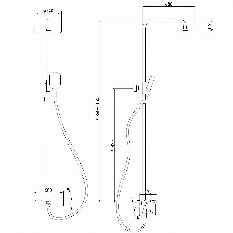 Душевая система Abber Thermostat AF8516NG никель купить в интернет-магазине сантехники Sanbest