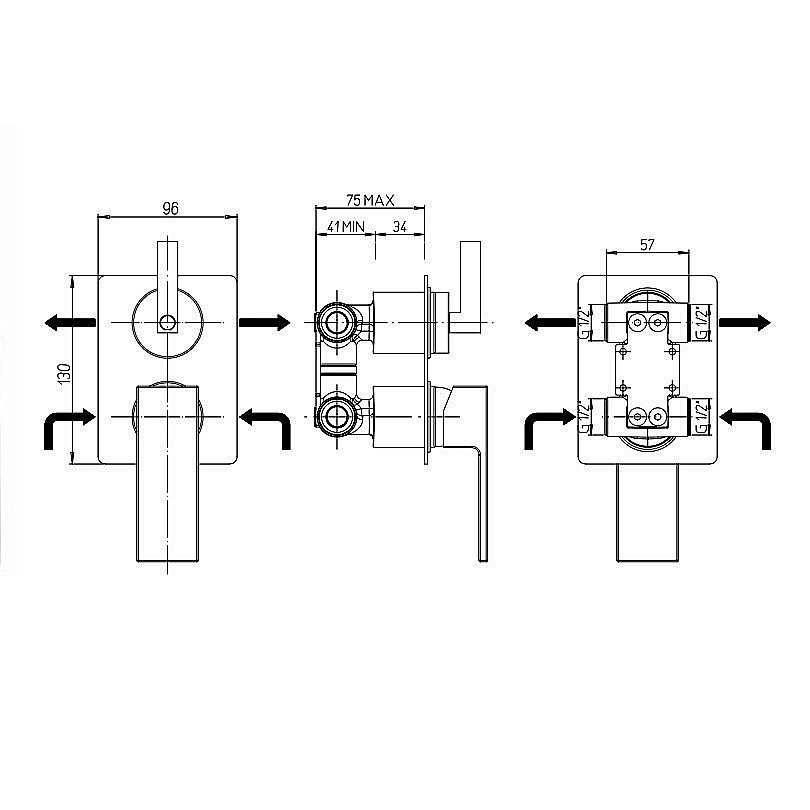 Смеситель для душа PAINI Bari RTYO6911 черный купить в интернет-магазине сантехники Sanbest