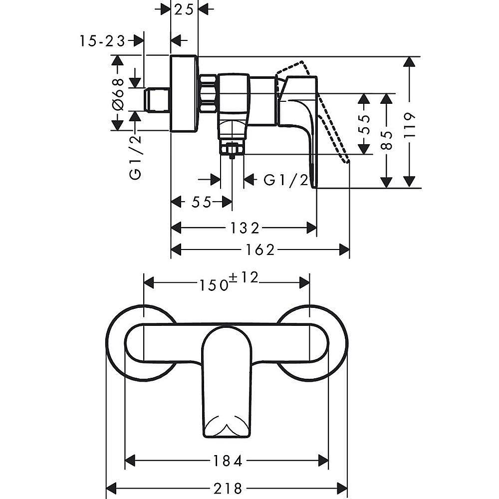 Смеситель для душа Hansgrohe Rebris S 72650670 купить в интернет-магазине сантехники Sanbest