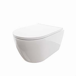 Унитаз подвесной Aquatek ПОЛАРИС AQ0700-00+INS-0000012+KDI-0000036+KKI-0000002 белый, безободковый, с крышкой микролифт, с инсталляцией и кнопкой нержавеющая сталь купить в интернет-магазине Sanbest