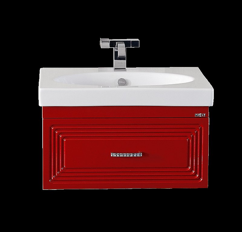 Тумба с раковиной подвесная Misty Европа 60 красная для ванной в интернет-магазине Sanbest