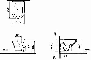 Унитаз подвесной VitrA Zentrum 5795B003-6077 белый, безободковый, с крышкой микролифт купить в интернет-магазине Sanbest