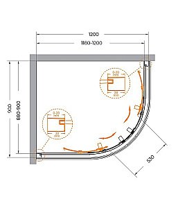 Душевой уголок Cezares Relax 120x90 RELAX-304-RH-2-120/90-C-GM стекло прозрачное/профиль матовая оружейная сталь купить в интернет-магазине Sanbest