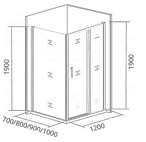 Душевой уголок Good Door Cofe WTW+SP 120х70 стекло прозрачное/профиль черный купить в интернет-магазине Sanbest