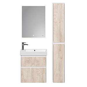 Тумба с  раковиной подвесная/напольная Dreja SLIM 65 белый глянец/дуб кантри для ванной в интернет-магазине Sanbest