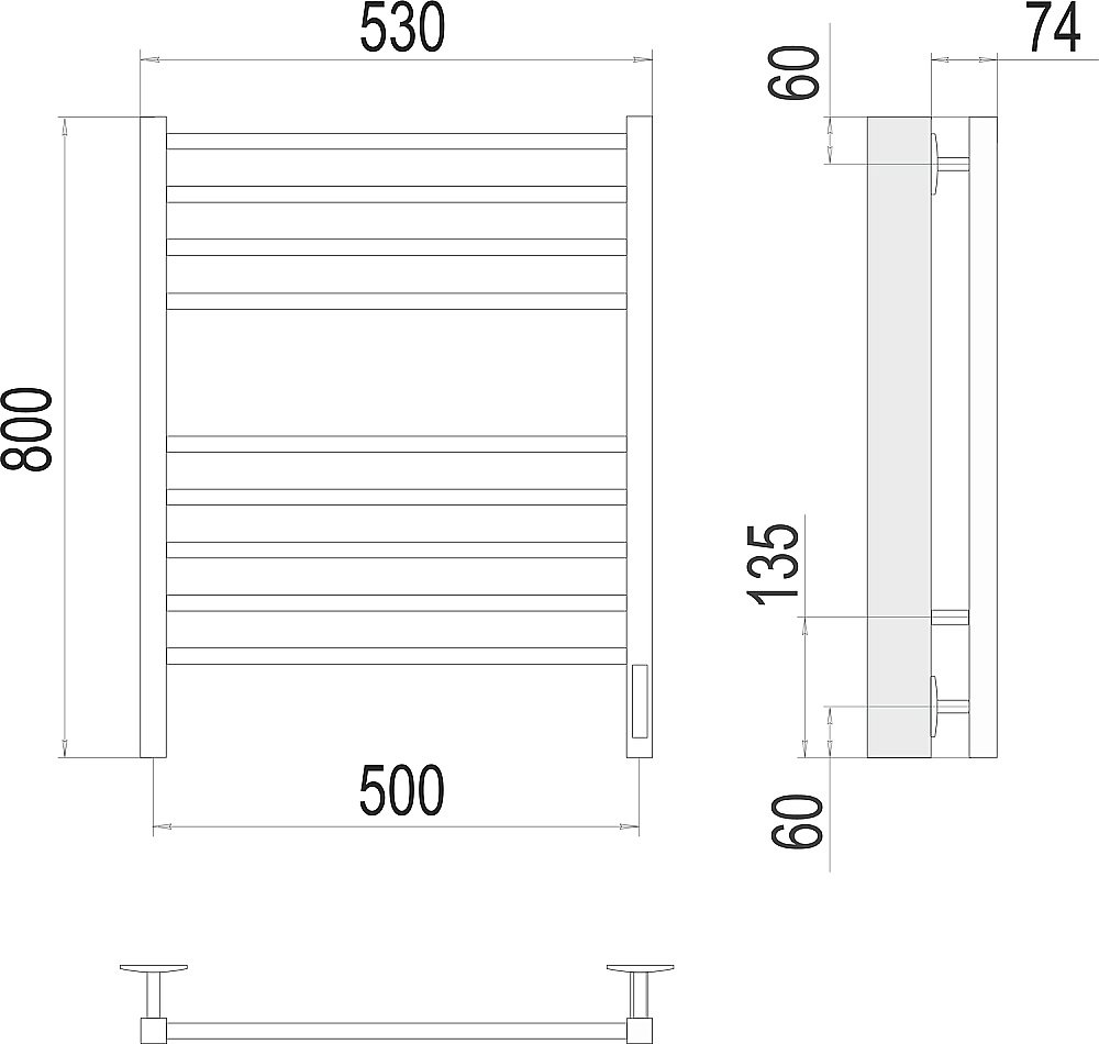 Полотенцесушитель электрический Terminus Сицилия П8 500х800 белый матовый купить в интернет-магазине сантехники Sanbest