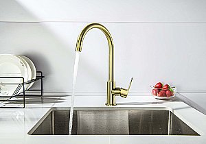 Смеситель для кухни Aquatek Оберон AQ1282BG золото шлифованное купить в интернет-магазине сантехники Sanbest