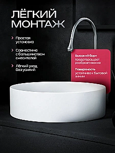 Раковина накладная GID Anello 36 b36x36w белая купить в интернет-магазине Sanbest