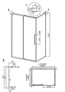 Душевой уголок Grossman Cosmo 120.K33.02.1280.32.00 120x80 стекло прозрачное/профиль золото сатин купить в интернет-магазине Sanbest