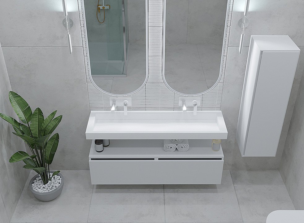 Тумба с раковиной Armadi Art Flat 80 белый глянец для ванной в интернет-магазине Sanbest