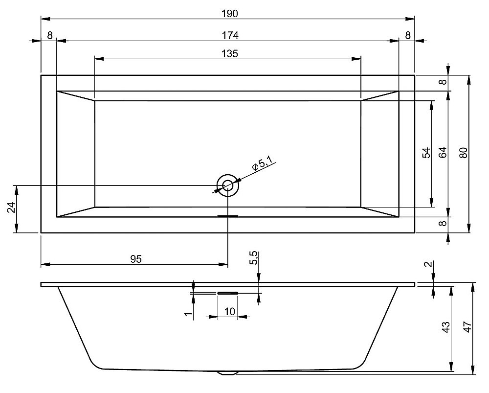 Акриловая ванна Riho Rethink Cubic 190х80 B108001005 белая купить в интернет-магазине Sanbest