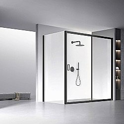 Душевой уголок Veconi Rovigo RV060B-180100-01-C5 180х100 стекло прозрачное/профиль черный матовый купить в интернет-магазине Sanbest