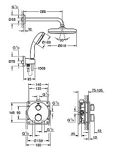 Душевая система GROHE Grohtherm 34727000 хром купить в интернет-магазине сантехники Sanbest