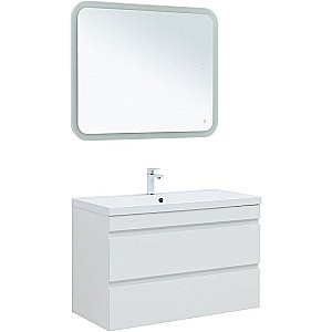 Тумба с раковиной Aquanet Нота new 100 335420 белая для ванной в интернет-магазине Sanbest