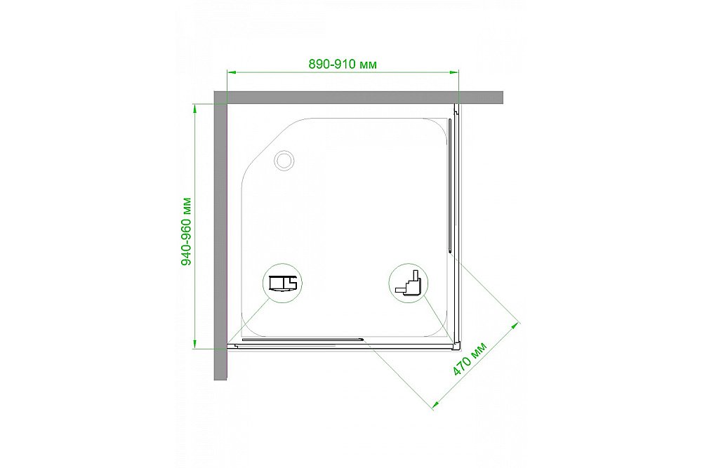 Душевой уголок Royal Bath RB9095HPD-C-BL 90х95 матовый купить в интернет-магазине Sanbest