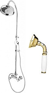 Душевая система Cezares GOLF-CD-03/24 золото 24 карат/ручки белые купить в интернет-магазине сантехники Sanbest