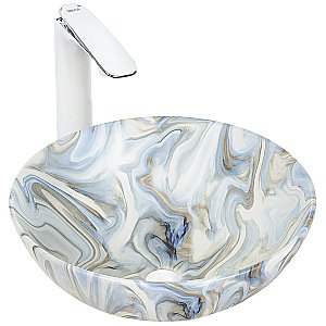 Раковина накладная WeltWasser WW ELBACH 3003 M814 40 бело-голубой мрамор купить в интернет-магазине Sanbest
