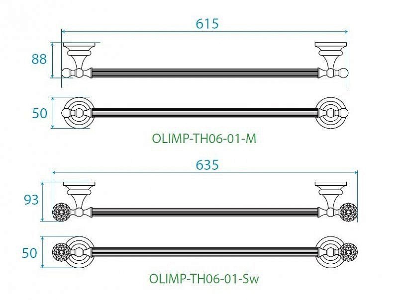 Полотенцедержатель Cezares OLIMP-TH06-03-24-Sw золото 24 карат/Swarovski купить в интернет-магазине сантехники Sanbest