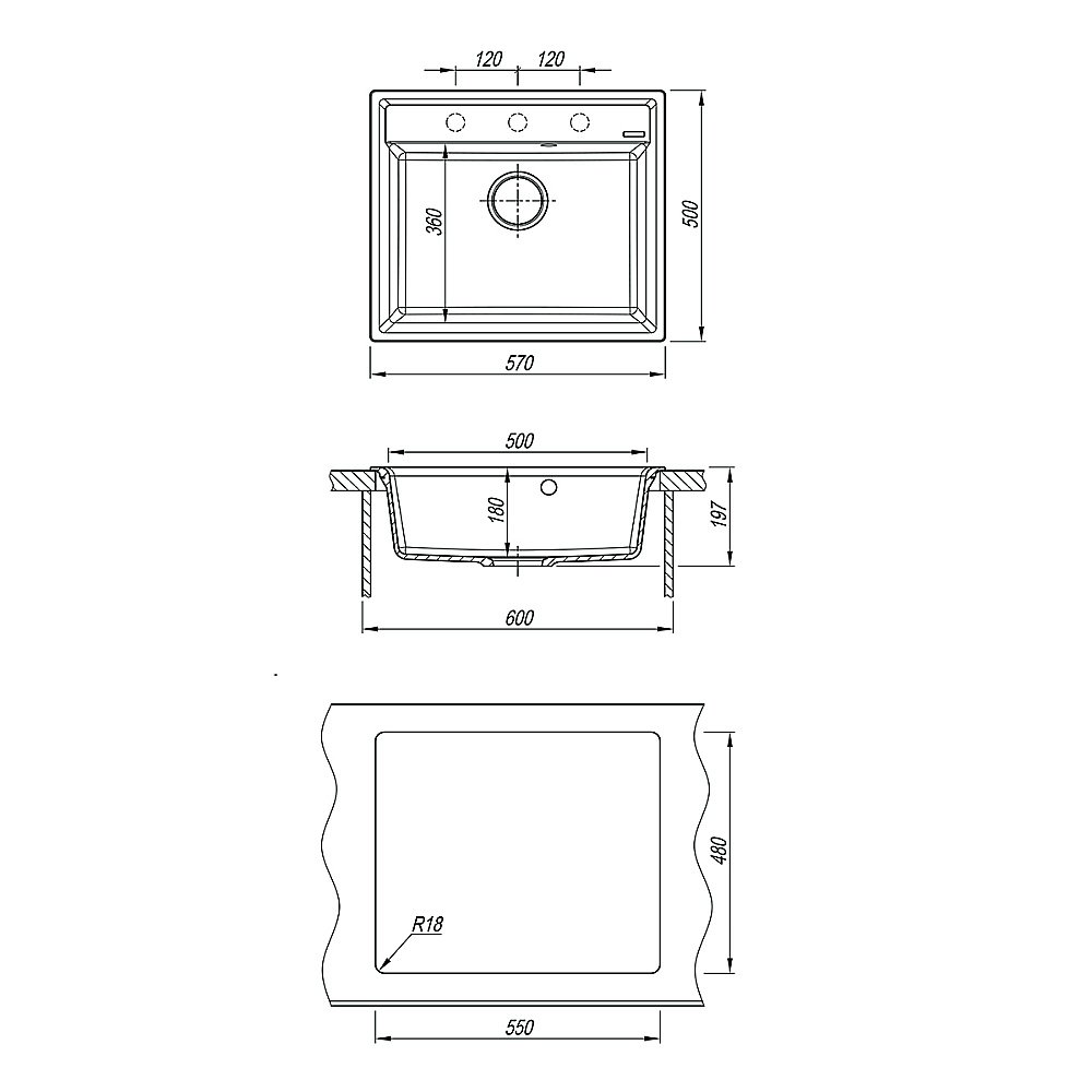 Кухонная мойка Lemark Hanka 570 9910015 грей купить в интернет-магазине сантехники Sanbest
