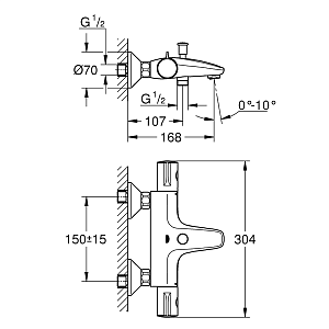 Смеситель для ванны Grohe Grohtherm 800 34576000 хром купить в интернет-магазине сантехники Sanbest