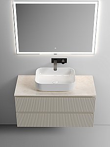 Тумба с раковиной Sancos SNOB T 100 со столешницей, бежевая матовая для ванной в интернет-магазине Sanbest