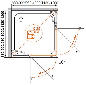 Душевой уголок Cezares Verona 120х120 VERONA-A-2-120-P-Cr стекло матовое/профиль хром купить в интернет-магазине Sanbest