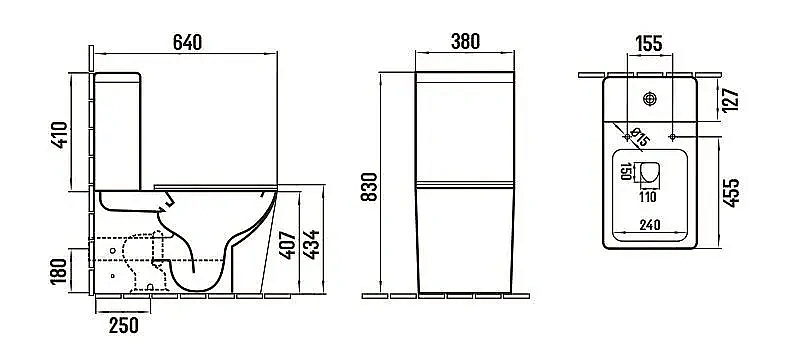 Унитаз напольный CeramaLux 2170AXMB черный матовый, безободковый, с бачком, с крышкой микролифт купить в интернет-магазине Sanbest