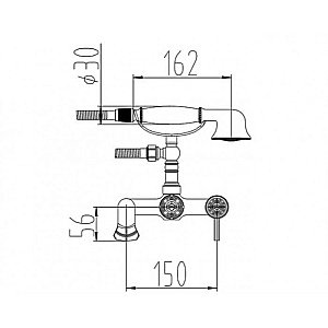 Смеситель для ванны с душем ZORG Antic A 200W-BR купить в интернет-магазине сантехники Sanbest