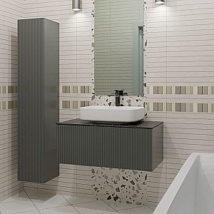 Тумба с раковиной LA FENICE TERRA Grigio 80 серая/столешница черная для ванной в интернет-магазине Sanbest