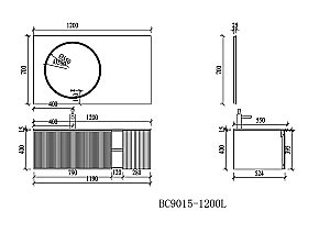 Мебель для ванной Orans BC-9015-1200L белая/черный, левая для ванной в интернет-магазине Sanbest