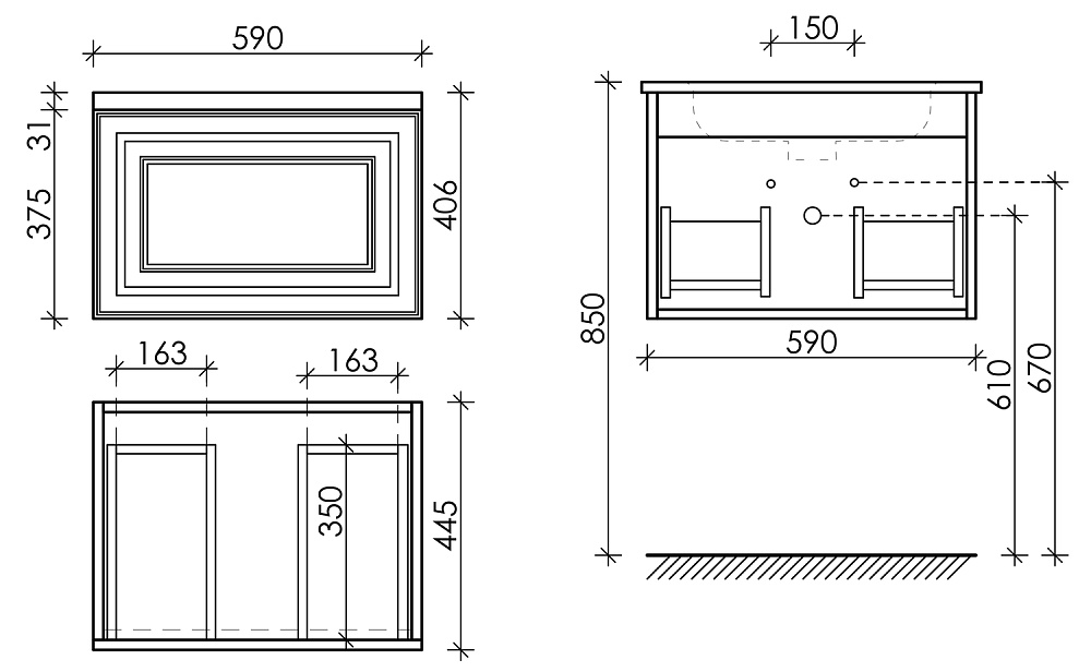 Тумба с раковиной Sancos Very VR60W 60 Bianco для ванной в интернет-магазине Sanbest