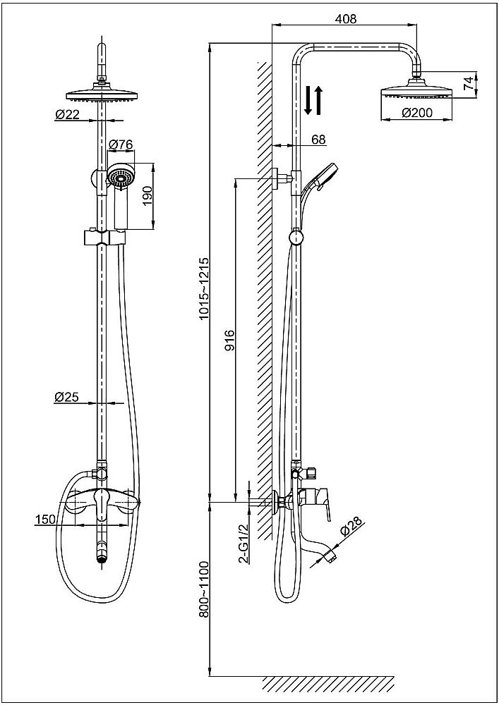 Душевая система D&K Rhein Marx DA1393701B07 купить в интернет-магазине сантехники Sanbest
