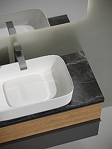 Тумба с раковиной Sancos DELTA 100 со столешницей, дуб красный/графит для ванной в интернет-магазине Sanbest