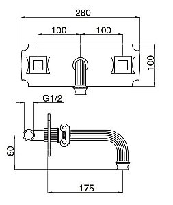 Смеситель для раковины Cezares OLIMP-BLS2-02-M бронза купить в интернет-магазине сантехники Sanbest