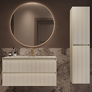 Тумба с раковиной Vincea Welle 100 VMC-2WL100MBG/VCB-13100G бежевая матовая/раковина серая для ванной в интернет-магазине Sanbest