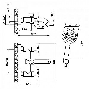 Смеситель для ванны Orange Mia M34-300b купить в интернет-магазине сантехники Sanbest