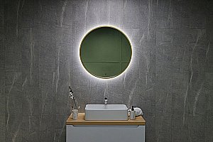 Зеркало Art&Max ASTI AM-Ast-800-DS-FNC-Gold в ванную от интернет-магазине сантехники Sanbest