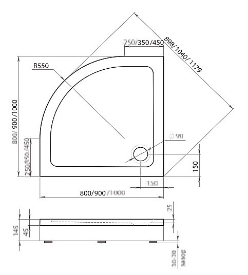 Душевой поддон Good door РАУНД 90x90 купить в интернет-магазине Sanbest