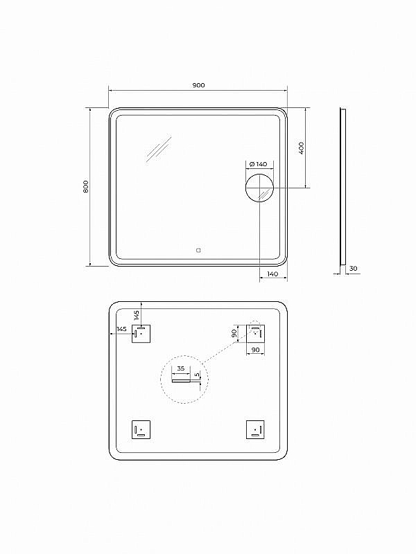 Зеркало BelBagno SPC-MAR-900-800-LED-TCH-LNZ в ванную от интернет-магазине сантехники Sanbest