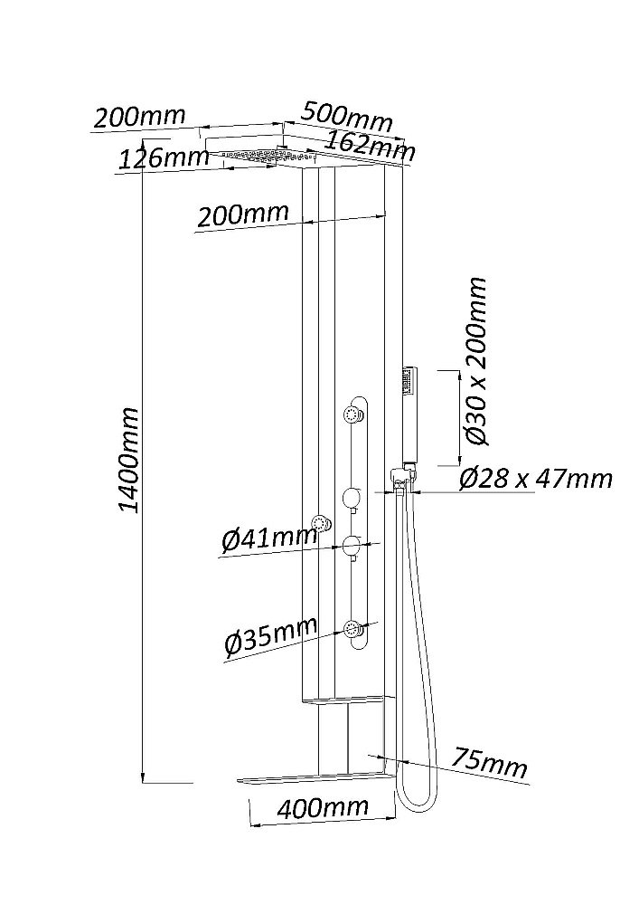 Душевая панель Black&White Gravity GR027 черная/белый купить в интернет-магазине сантехники Sanbest