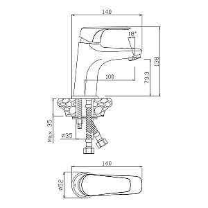 Смеситель для раковины Olive's Evora 33100EV купить в интернет-магазине сантехники Sanbest