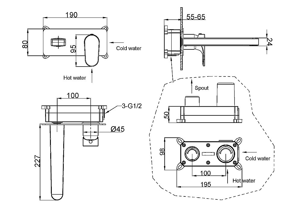 Смеситель для раковины Boheme Spectre 455-MG золото матовое купить в интернет-магазине сантехники Sanbest