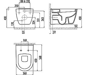 Унитаз подвесной с функцией биде CREAVIT Patera TP328.00000 белый купить в интернет-магазине Sanbest